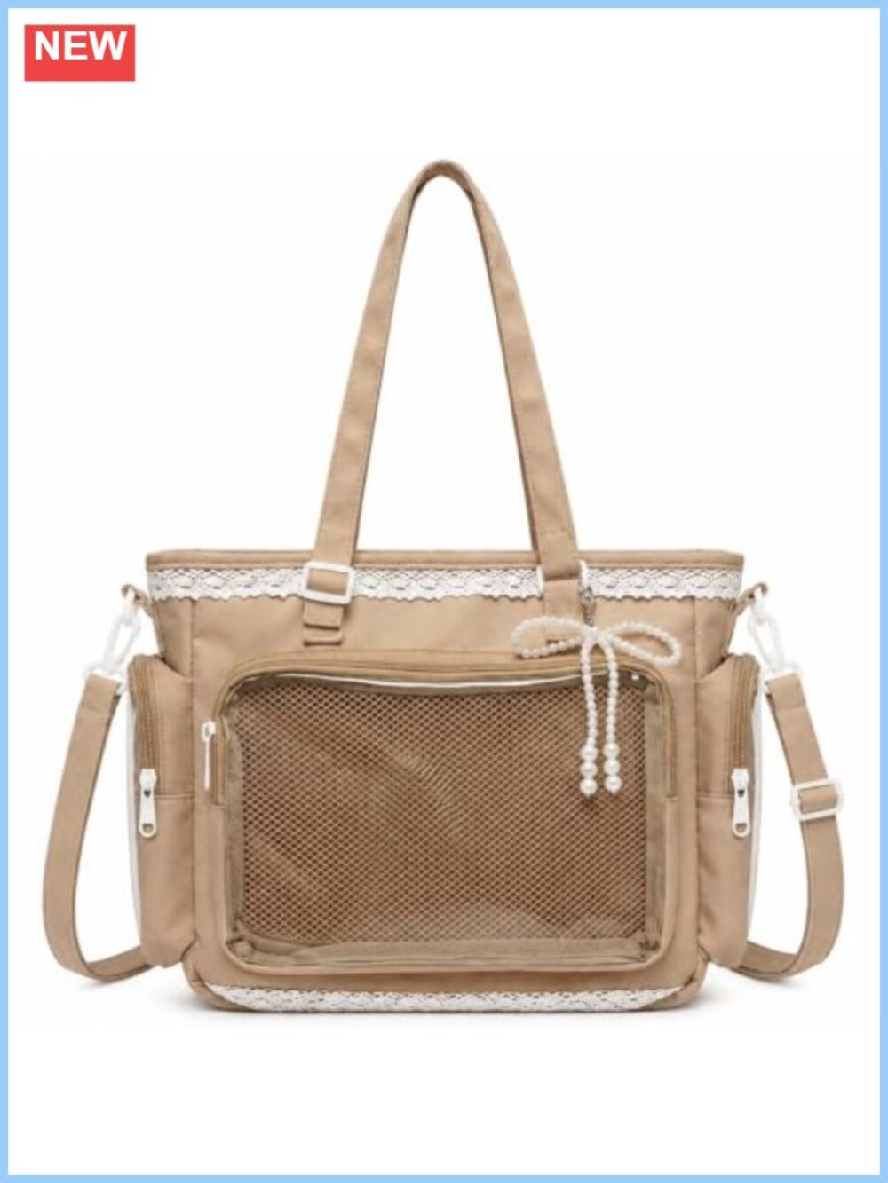 Ita Bag Clear Window Crossbody Lace Pearl Bow Charm DIY Pin Display